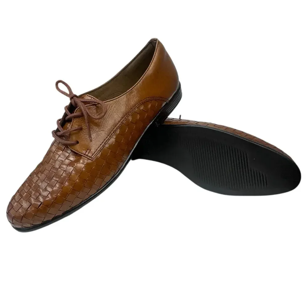 Trotters Lizzie Herringbone Oxford Flats Women's size 7N Brown